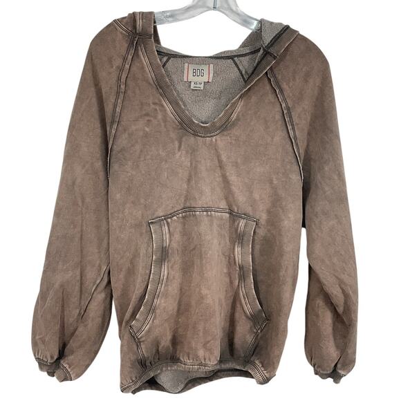 BDG Tops - BDG Brown Cotton Blend V-Neck Slouchy Pullover Hoodie Women’s XS Preowned